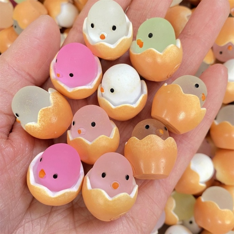 Kawaii Colorful Resin Pecah Eggshell Ayam Dekorasi/Otomotif Bercahaya Dalam Gelap Hewan Ornamen DIY Dekorasi Rumah Kerajinan