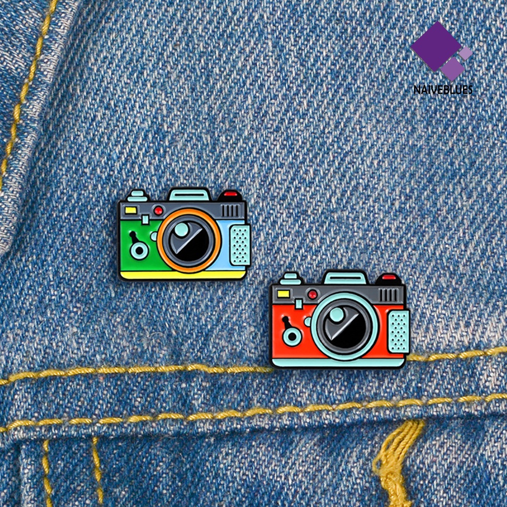 &lt; Naiveblues &gt; Kartun Multicolor Lencana Kamera Kerah Lapel Bros Pakaian Perhiasan Dekor