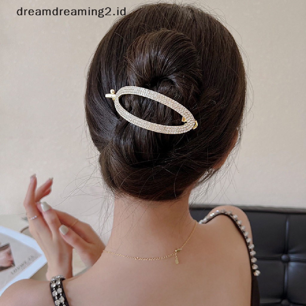 (dream) Fashion Elegan Berlian Imitasi Mengkilap Mutiara Jepit Rambut Wanita Hair Claw Simple Duckbill Hairpin Top Clip Disk Hair Metal Hairgrips Hiasan Kepala Aksesoris Rambut//