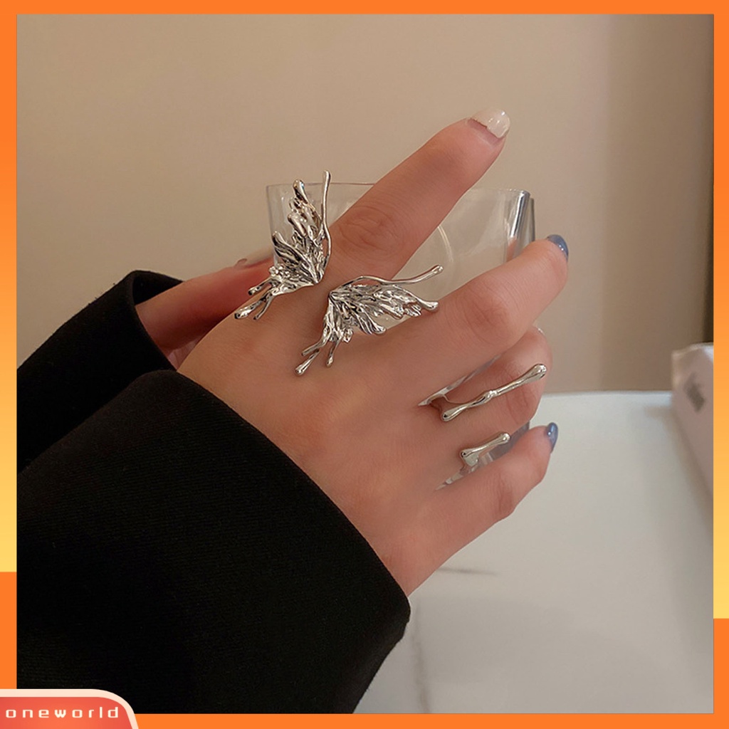 [EONE] Cincin Wanita Butterfly Opening Berlebihan Adjustable Cincin Jari Berbentuk Tetesan Air Untuk Pacaran