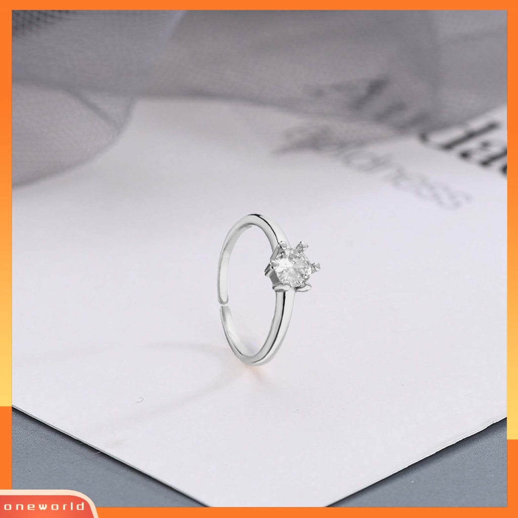 [EONE] Jari Cincin Electroplating Adjustable High Gloss Menawan Cubic Zirconia Dress Up Hypoallergenic Bright Luster Terbuka Cincin Wanita Perhiasan