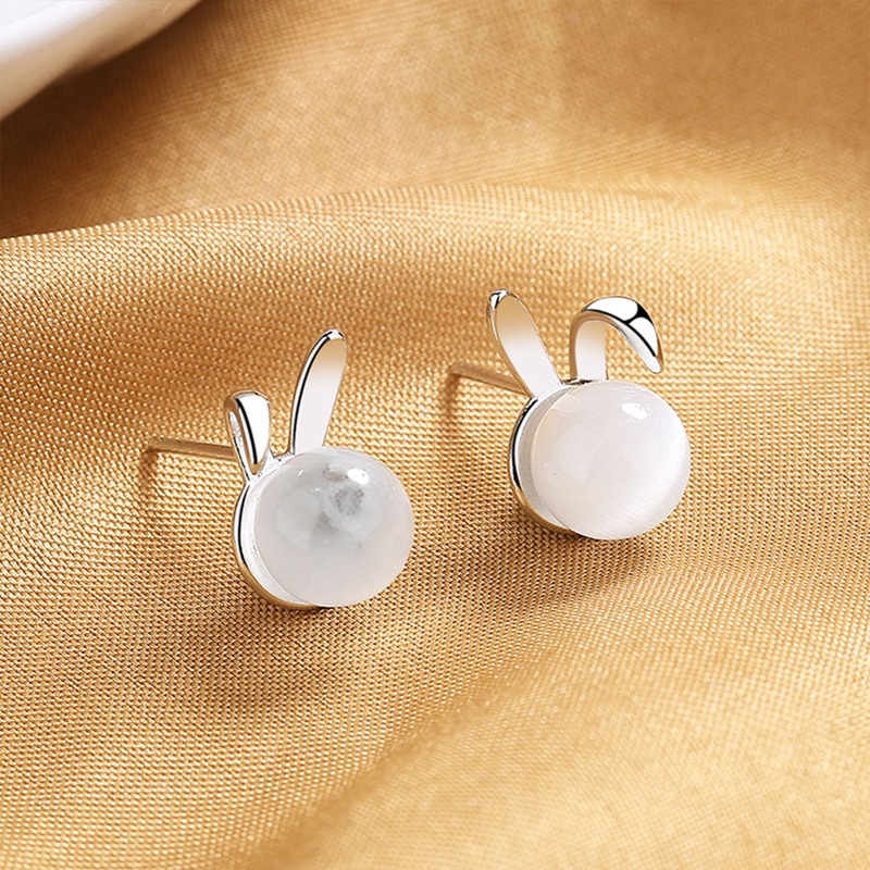 Trendi Lucu Bunny Sleek Opal Feminia Earring Elegan Dainty Earrings Stylish Earring Perhiasan Eardrop Romantis Feminia Aksesoris