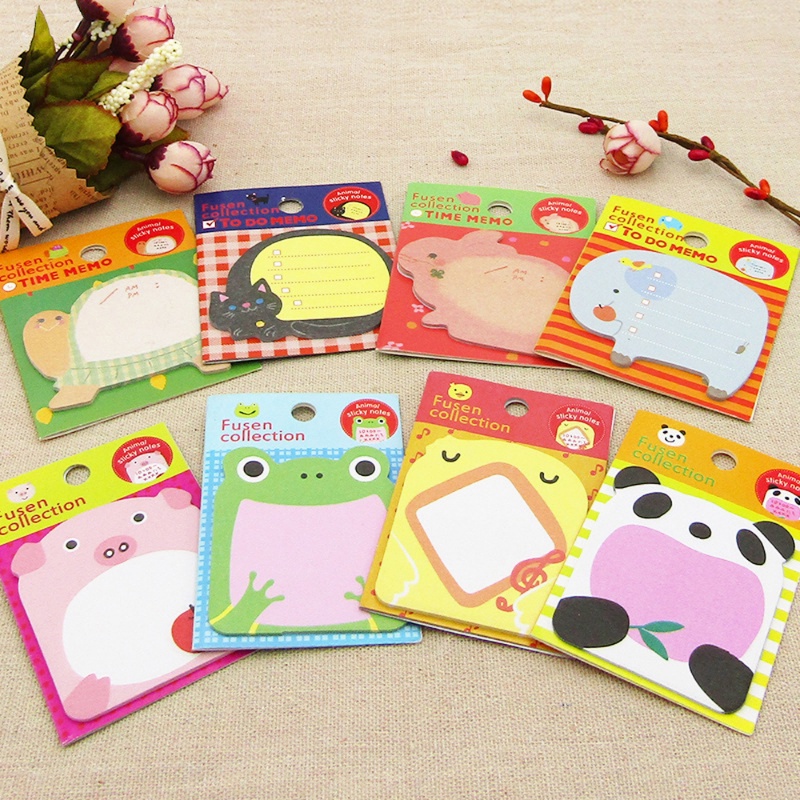 Stiker Animal Series Sekitar 20lembar Perlengkapan Kantor Sekolah Memo Pad Sticky Note Stationery Bookmark Cute Note Paper Animal Series Memo Pads Kawaii Hewan Sticky Notes Notepad