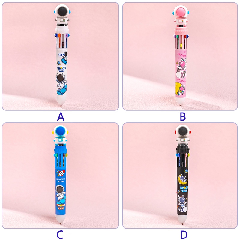 10warna 0.5mm Kartun Astronot Seri Ballpoint Pen Siswa Indah Ditarik Ball Pen