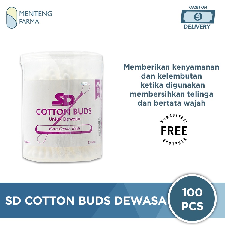 SD Cotton Buds Dewasa 100 Sticks - Pembersih Telinga Dewasa