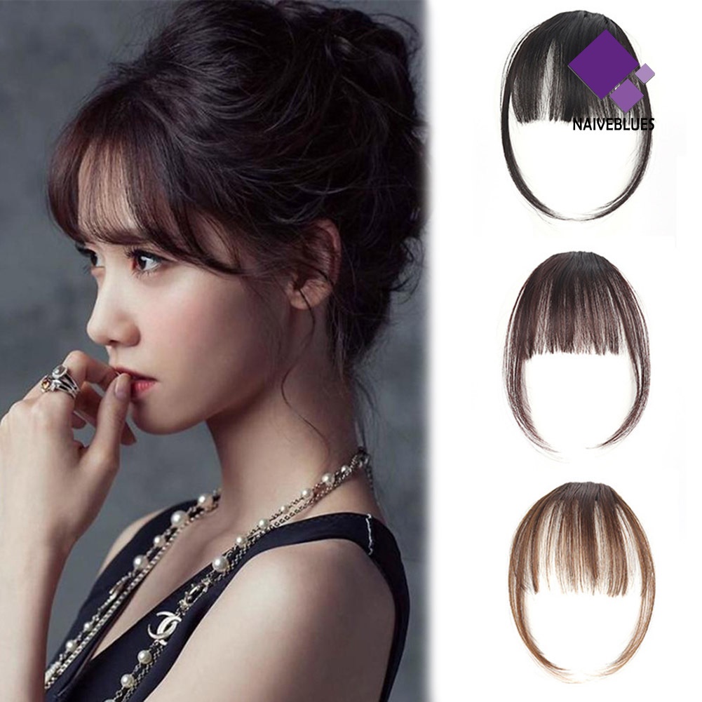 &lt; Naiveblues &gt; Wanita Fashion Mini Air Bangs Fringe Sintetis Palsu Ekstensi Hairpieces