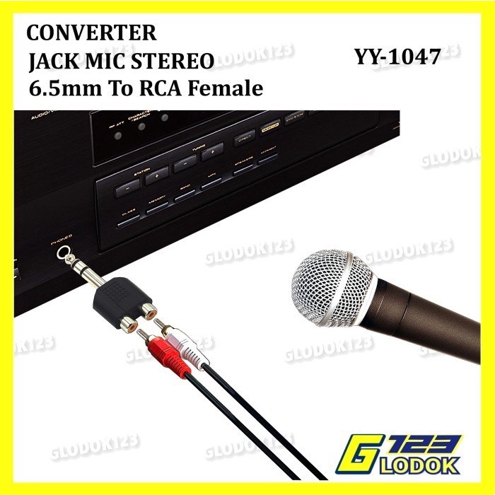 Converter Jack Akai Mono Stereo 6.5mm To RCA Sambungan Jek Mic Gitarr