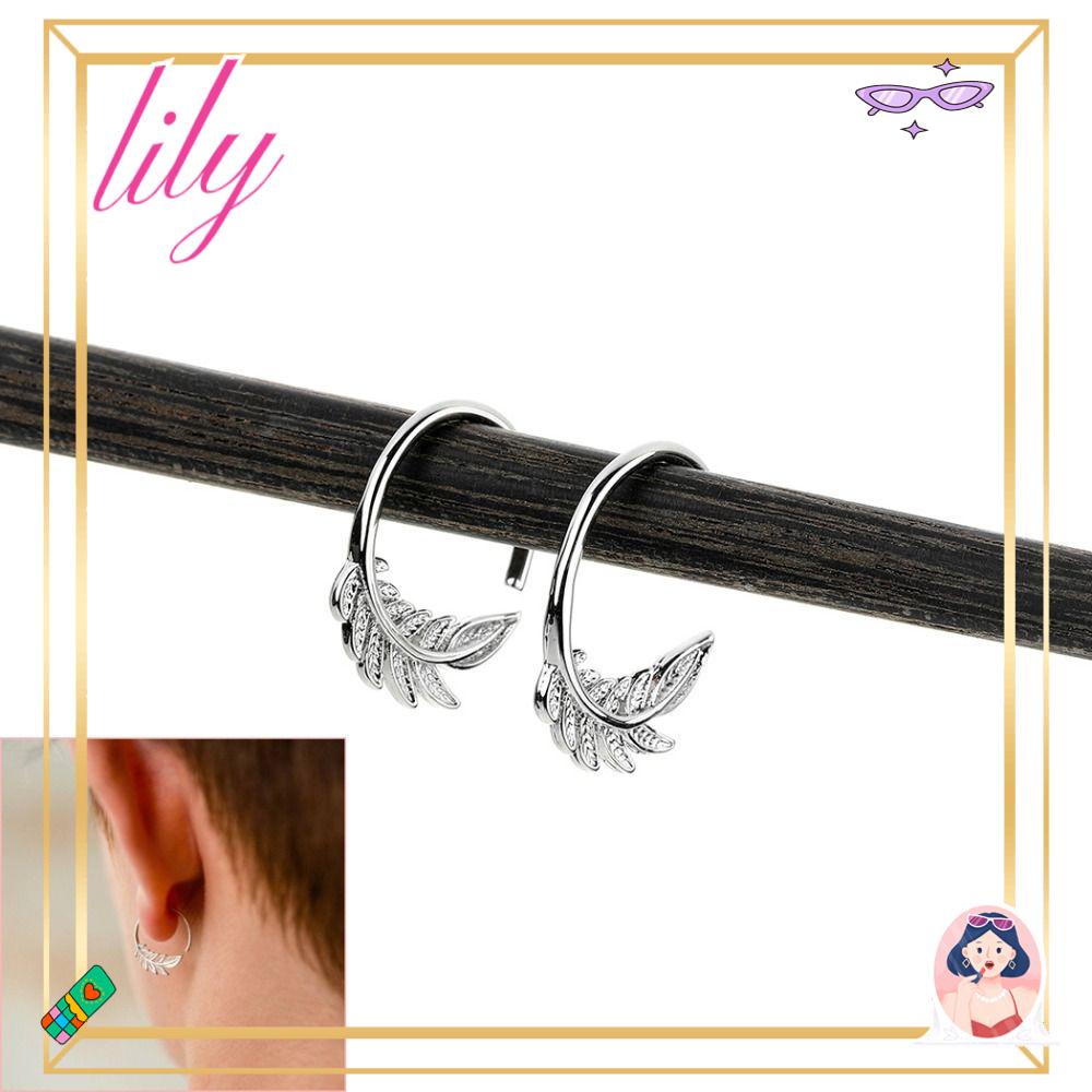 Lily Tiny Leaf Ear Hoop Daily Party Untuk Wanita Gadis Anting Daun