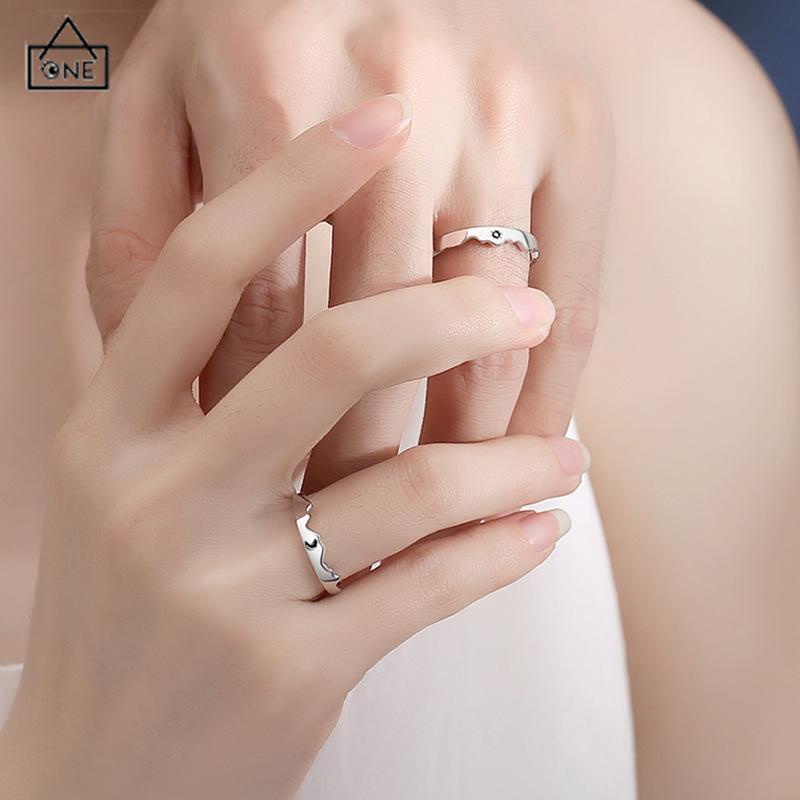 COD❤️Cincin Matahari dan Bulan Cincin Pasangan Ukuran yang Dapat Disesuaikan-A.one