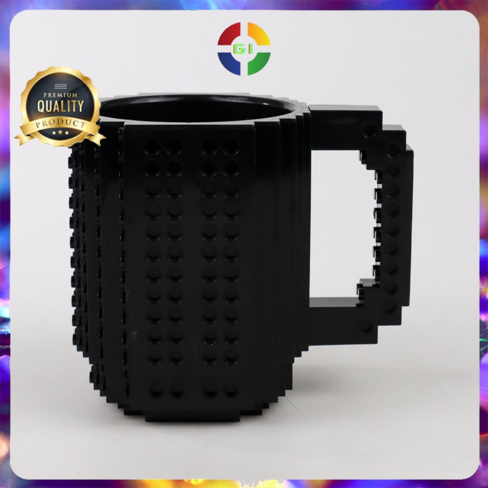 Gelas Mug LEGO Build-On Brick Toy Cup 350 ml Black