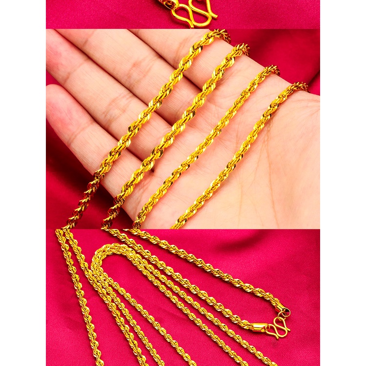 Goldkingdomdom Aksesoris Perhiasan Fashion Ready Stock spot Pria Dan Wanita Goreng Adonan Memutar Kalung Mendominasi Rantai Emas