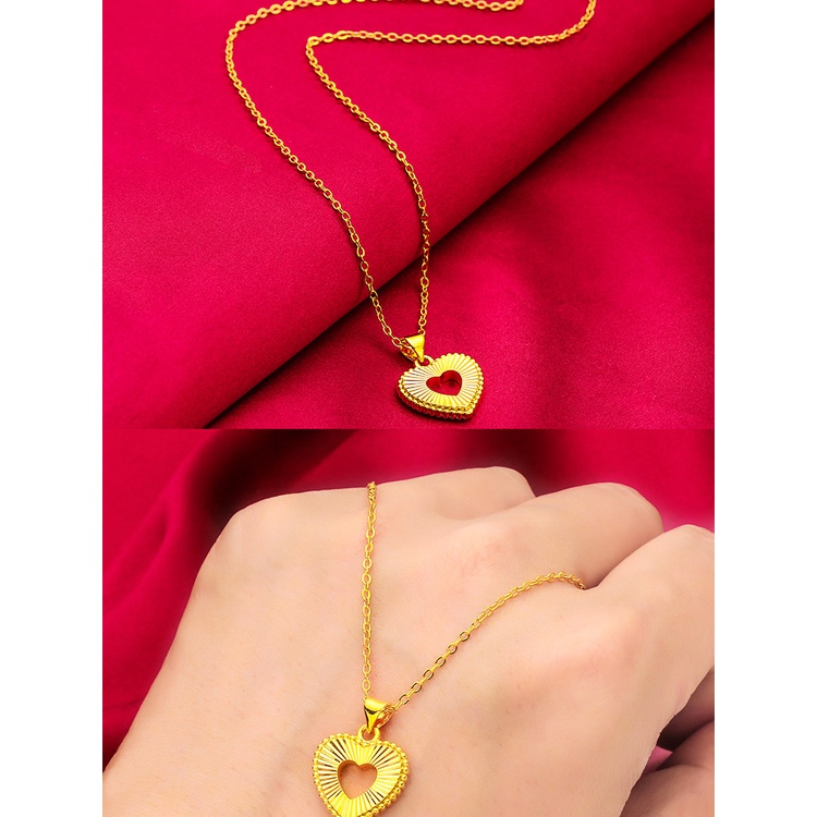 Goldkingdom Aksesoris Perhiasan Fashion Ready Stock Liontin Cinta Berongga Keluar Kalung Wanita Mewah Dan Kaya