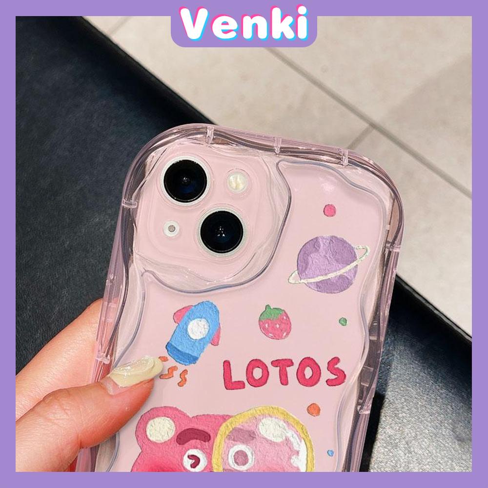 VENKI - For iPhone 11 iPhone Case 3D Curved Edge Wave Clear Case TPU Airbag Shockproof Camera Cover Cute Strawberry Bear Compatible with iPhone 14 13 Pro max 12 Pro Max xr 7 8Plus