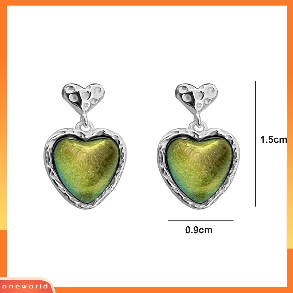 [EONE] 1pasang Anting Wanita Shiny Eye-catching Geometris Pengerjaan Halus Menawan Dekorasi Hypoallergenic Bentuk Hati Liontin Anting Perhiasan Aksesori