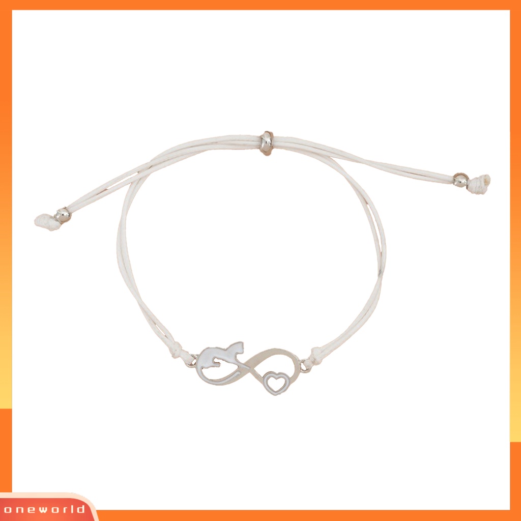 [EONE] Wanita Gelang Tetes Minyak Buatan Tangan Dikepang Dapat Disesuaikan Cinta Lembut Hati Kucing Hitam Pesona Tali String Fashion Perhiasan