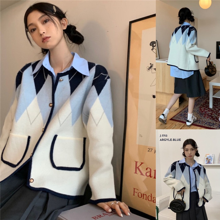 Import Jaket Wanita Rajut Lembut Premium Korea Ketupat (J-7713)