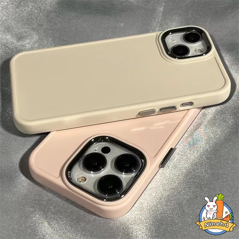 IPHONE Casing 2in1 Kompatibel Untuk Iphone14 13 12 11 Pro Max X Xr Xs Max 8 7 6 6s Plus SE 2020 Macaron Sederhana Warna Solid Lensa Dilapisi Casing Ponsel Shockproof Pelindung Ponsel Cover