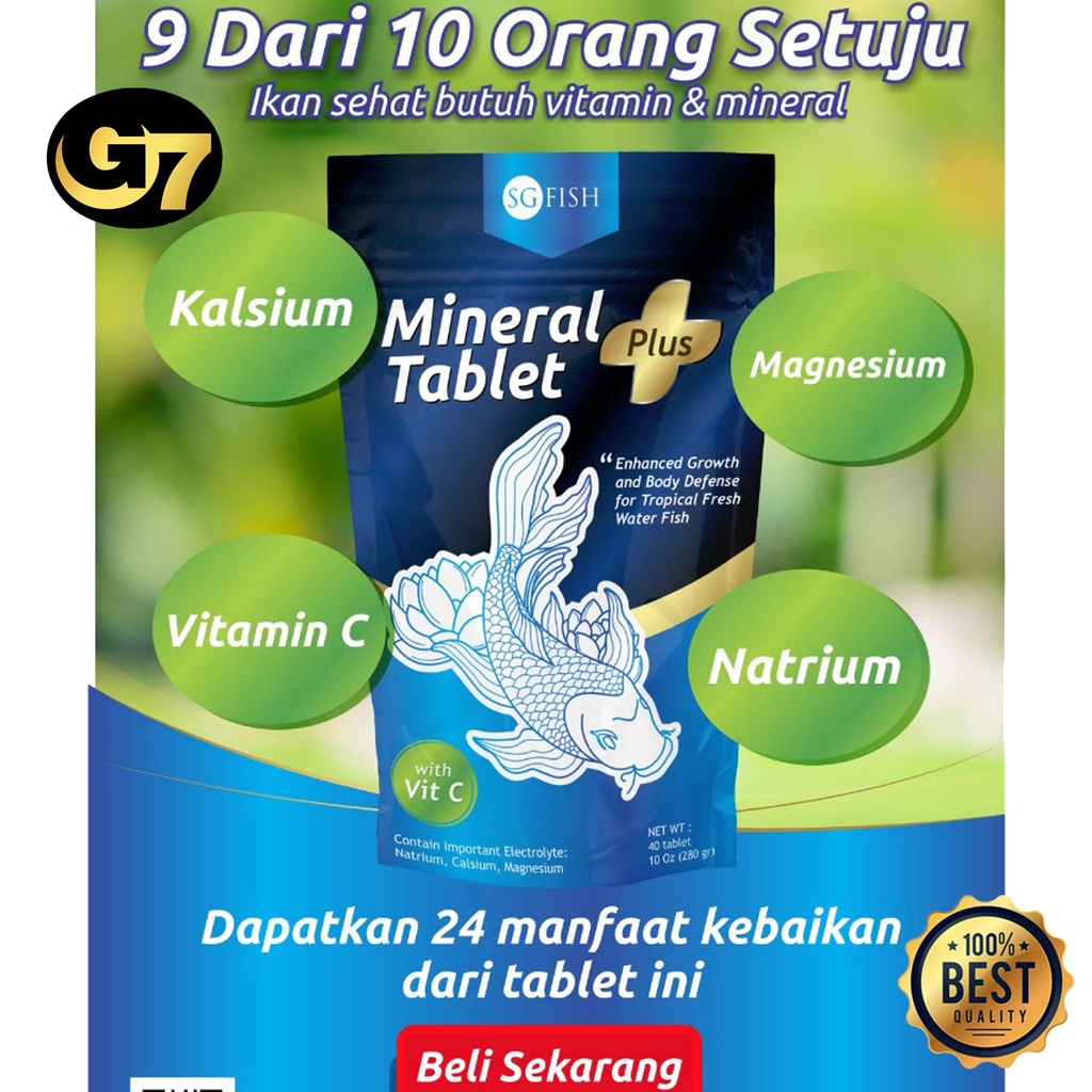 Garam Ikan Ajaib Mineral Tablet Plus Vitamin C Original SG Vitamin Obat Ikan Cupang Guppy Koi Louhan