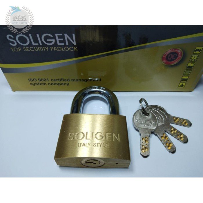 Gembok Soligen 50 mm Pendek Kuningan Computer Key