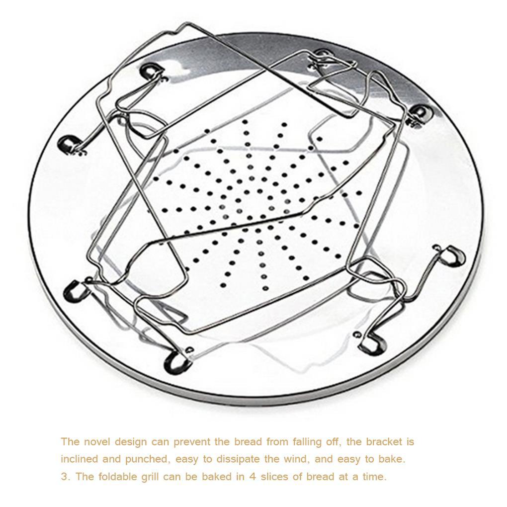 Kompor Camping Lipat Pemanggang Roti Stainless Steel Camping Toaster Rack Holder 4s Tray Pemanggang Roti