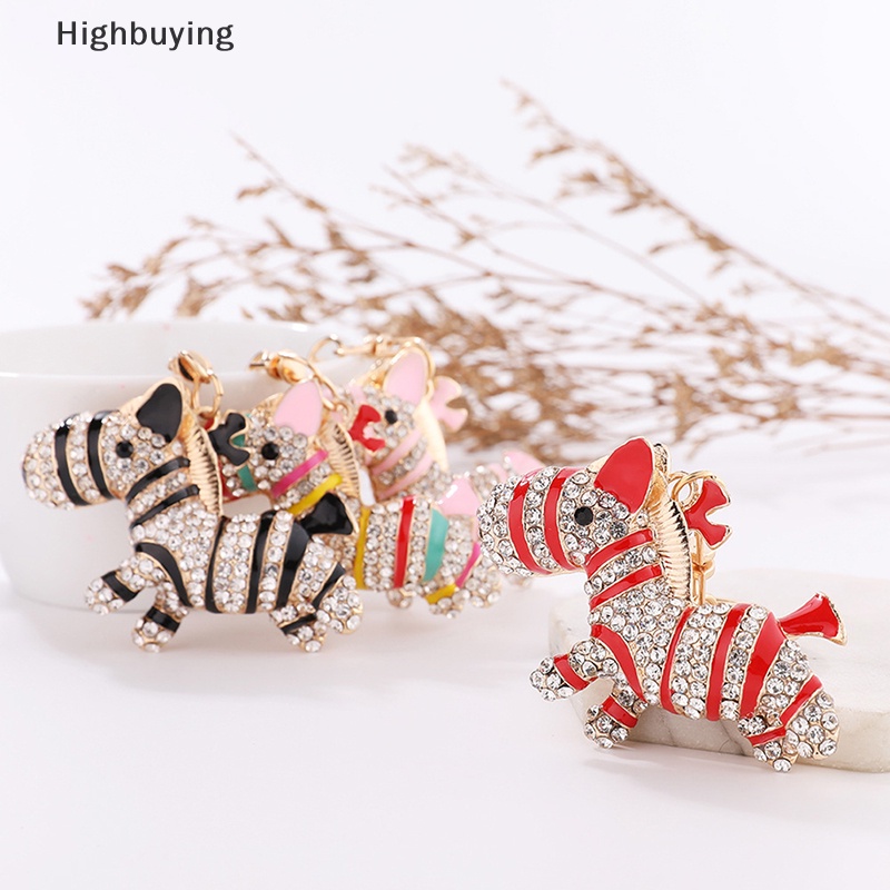 Hbid Lucu Kuda Bayi Berlian Imitasi Gantungan Kunci Logam Warna-Warni Hewan Keyring Holder Handbag Kreatif Hadiah Perhiasan Zebra Keychain Pendant Glory