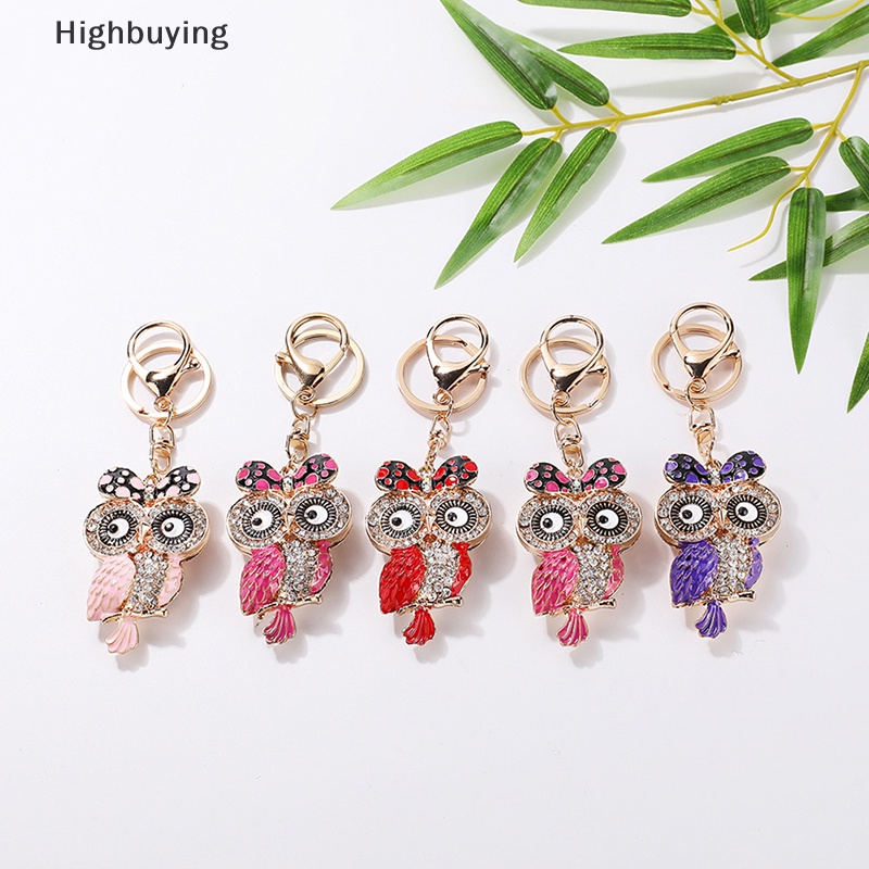 Hbid Owl Series Alloy Keychain Berlian Tertanam Kartun Logam Gantungan Kunci Liontin Dekorasi Tas Mobil Gantungan Kunci Liontin Hadiah Ornamen Glory