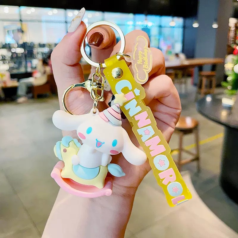 Hadiah Gadis Gantungan Kunci 3D Kartun Lucu Telinga Panjang Putih Anjing Anjing Gantungan Kunci Tas Liontin Bluetooth Earphone Case Cover Tali Anti Hilang