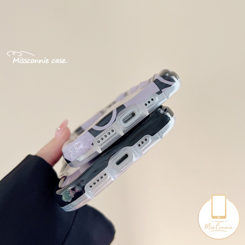 IPHONE Case Smiley Kartun Kotak-Kotak Kompatibel Untuk Iphone11 14 12 13 Pro Max 7Plus 8Plus XR X7 8 6s 6 Plus XS Max SE 2020 Senyum Lucu 3D Wavy Curved Edge Shockproof Glossy Soft Cover