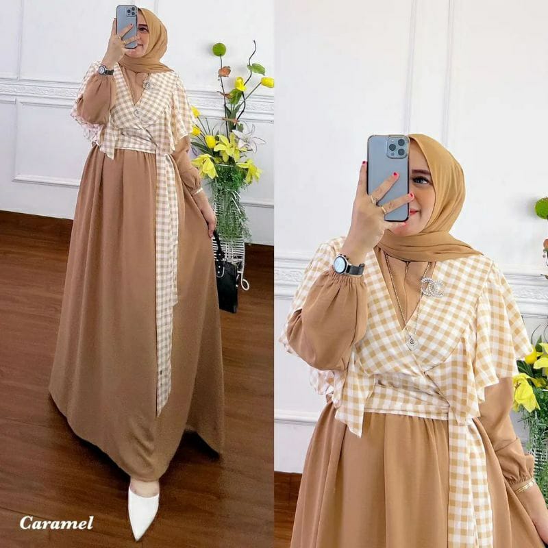 Nirina Dress Maxy Gamis Muslim Crinkle l Casual Dress Wanita Muslim BJ