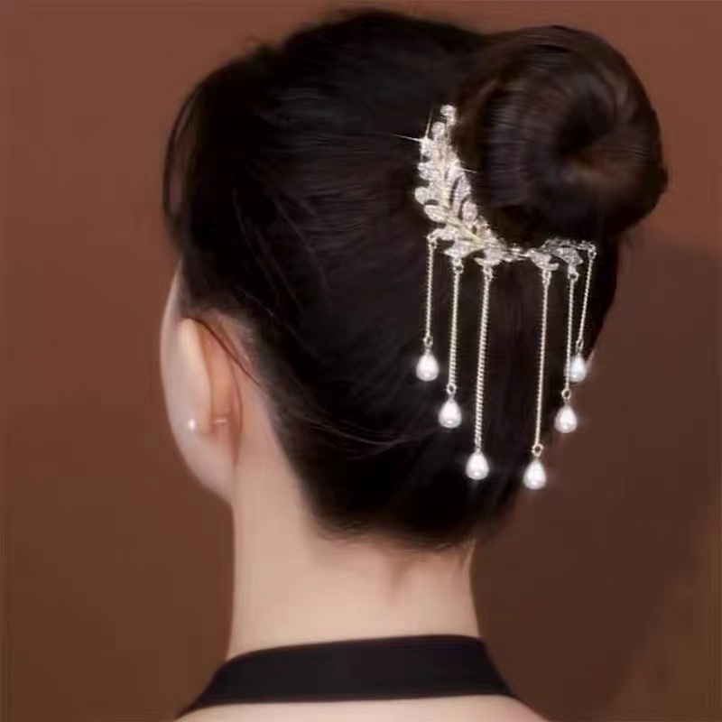 Korean INS Daily Style Pearl Clip Ornament Fashion Manis Mermaid Tail Pearl Hairpin Rambut Gadis Ponytail Holder Aksesoris Rambut Elegan