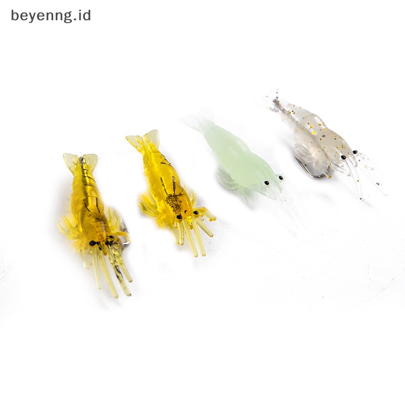 Beyen 10Pcs 4cm Cacing Umpan Udang Lembut Buatan Untuk Memancing Umpan Hook Engkol Lures ID