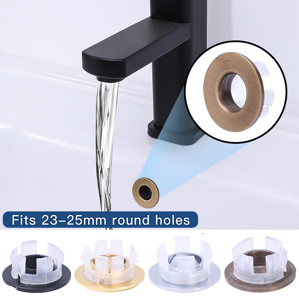 Kran Wastafel Cuci Kamar Mandi Wastafel Overflow Cover Kuningan Kaki Enam Ring Insert Bulat Tembaga Ring Pengganti Lubang Tutup Tutup Lis Chrome Aksesoris