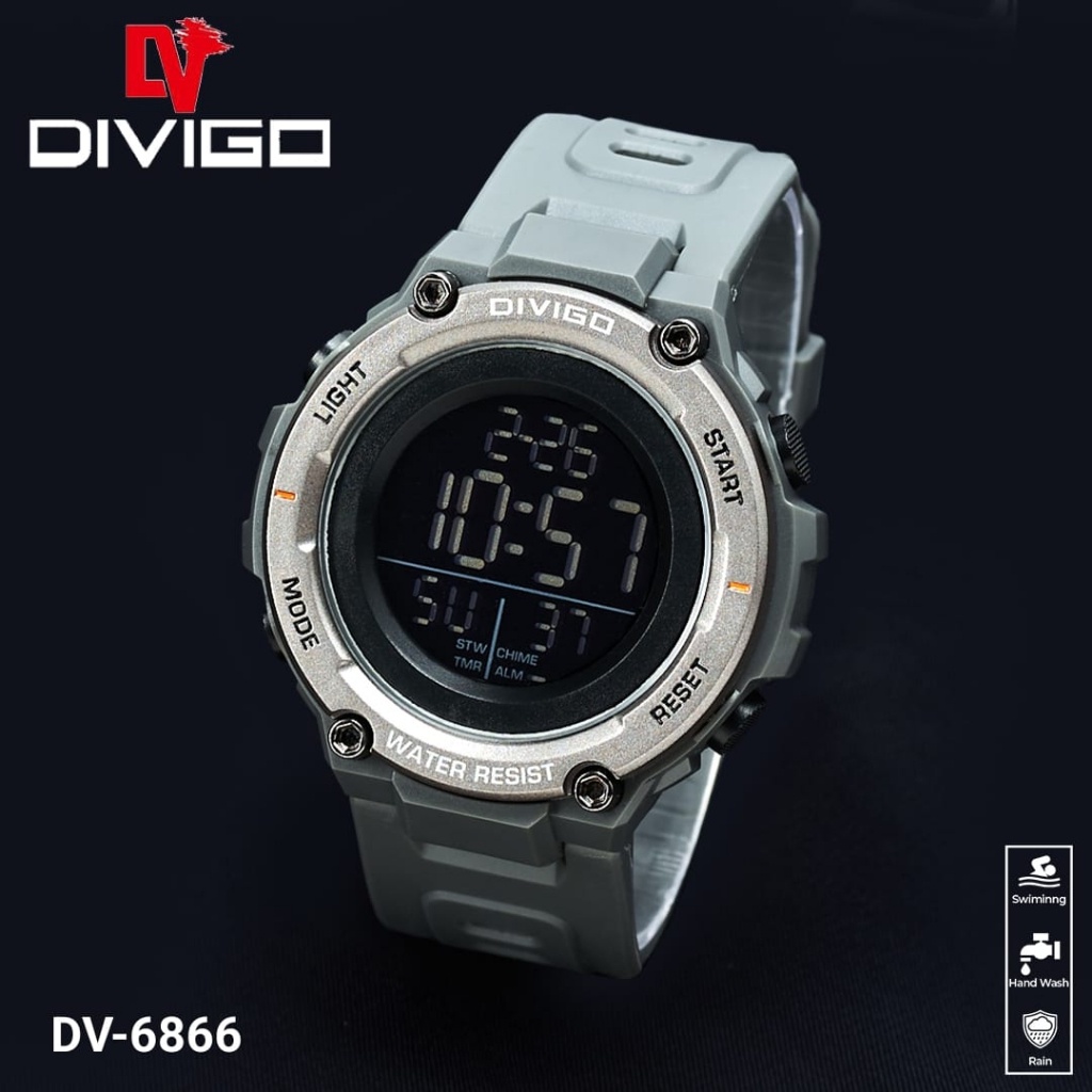 COD Jam tangan Pria Divigo Digital Original DV-6866 Strap Rubber Tahan Air