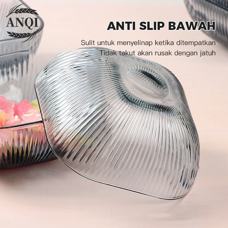 ANQI 1888 2 IN 1 Mangkok + Glass / Glass Soup Bowl With + Bowl Mangkuk Saji Kotak Kaca Tebal