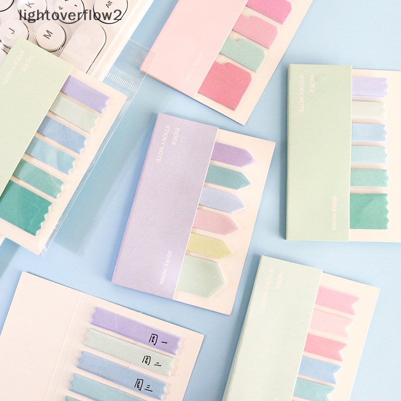 [lightoverflow2] 120sheets Macaroon Color Self Adhesive Memo Pad Sticky Notes Bookmark Point It Marker Memo Sticker Kertas Viskositas Kuat Perlengkapan Kantor Sekolah [ID]