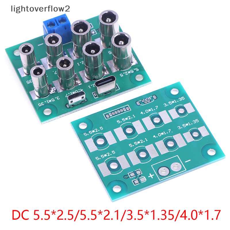 [lightoverflow2] Soket Konektor Charging Adaptor Papan PCB Mikro Tipe C Ke DC 5.5 x 2.1/2.5 4.0 x 1.7 3.5 x 1.35 mm Female [ID]