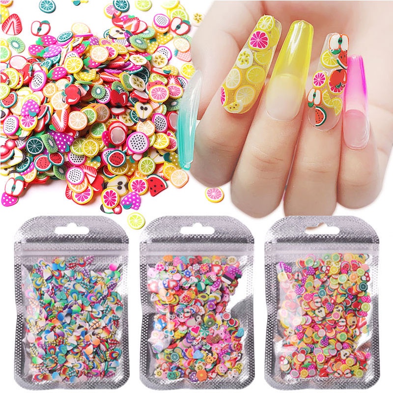 Kreatif Kecil Segar 3D Buah Bentuk Nail Art Payet/Wanita Kepribadian Buah Warna-Warni Kuku Stiker/DIY Manicure Dekoratif Aksesoris