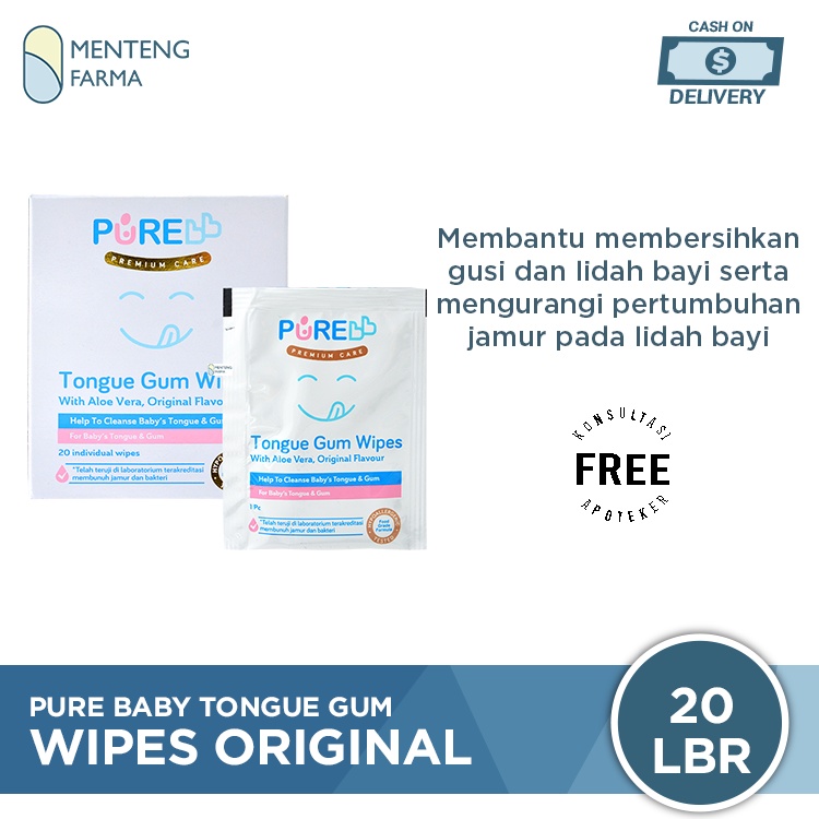 Pure Baby Tongue Gum Wipes Original 20 Sheets - Tisu Basah Lidah dan Gusi Bayi