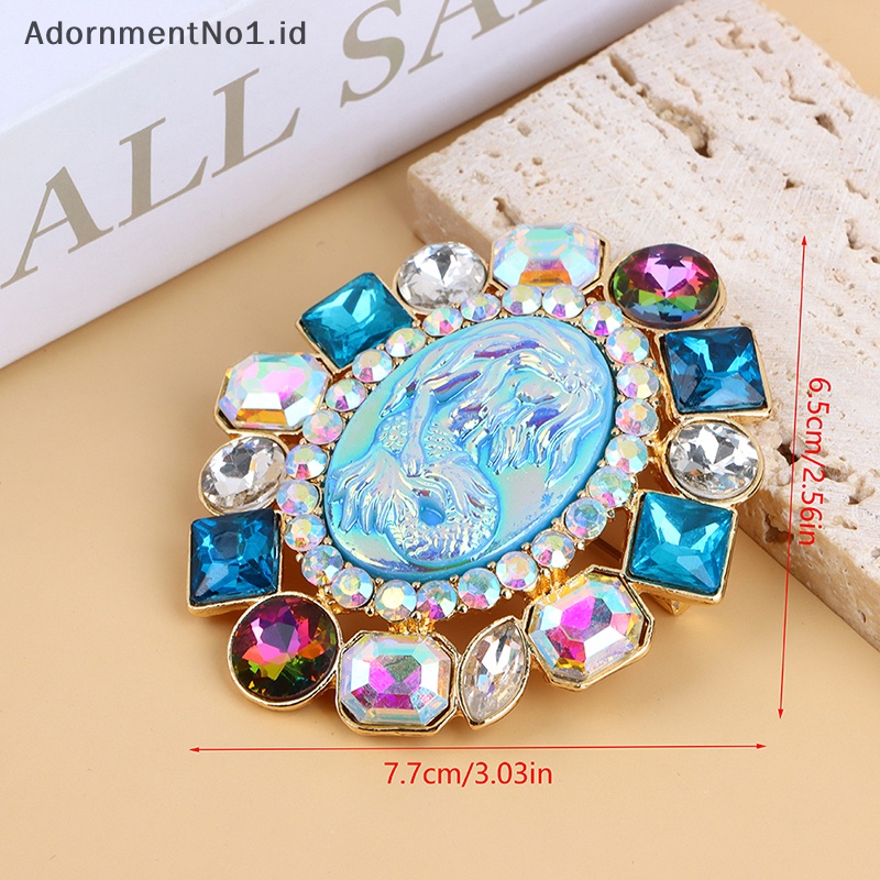 [AdornmentNo1] Bros Mermaid Bentuk Oval Berlian Imitasi Untuk Wanita Perhiasan Fashion Cantik [ID]