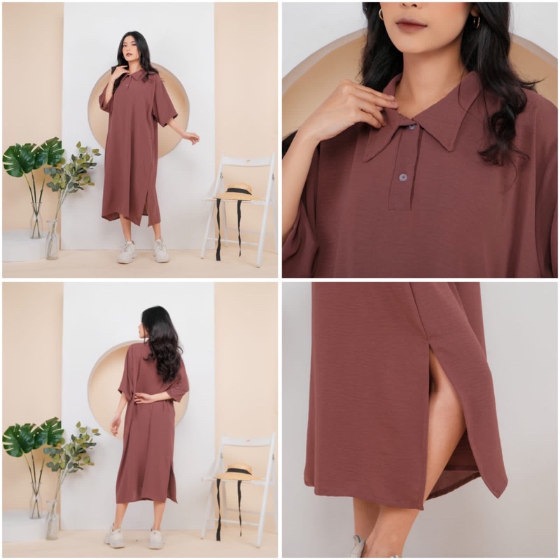 Atasan Baju Dress Wanita Oriana Polos Bahan Cringkle Airflow Premium Kekinian Murah Korean Style