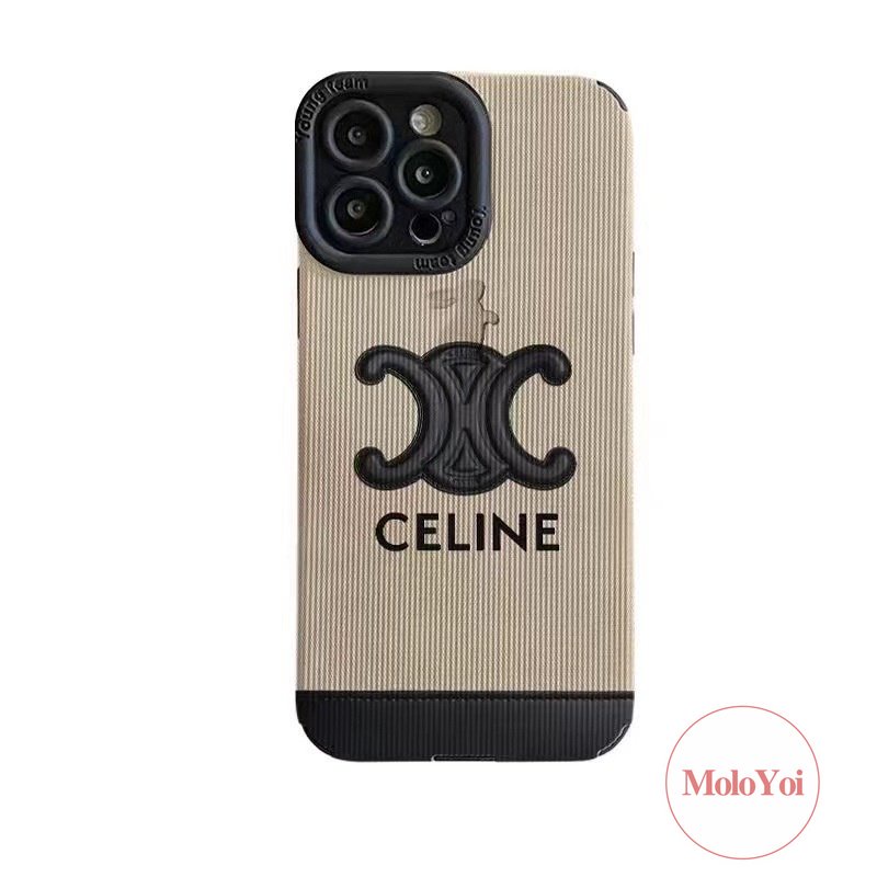 IPHONE Luxury Leather Texture Soft Silicon Gaya Eropa Dan Amerika Case Kompatibel Untuk Iphone11 12 14 13 Pro MAX 7Plus XR XS X Max8 7 Plus Merek Trendi CELENE Phone Cover