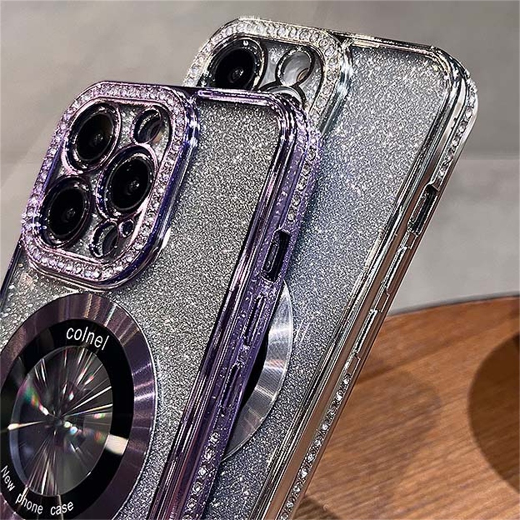 Case Cincin Magnetik Logam iPhone 14 Pro Max case iPhone 13 Pro Max11 12 Pro Max14 Plus Kedip Berlian Imitasi Perlindungan Kamera TPU shock protection soft case