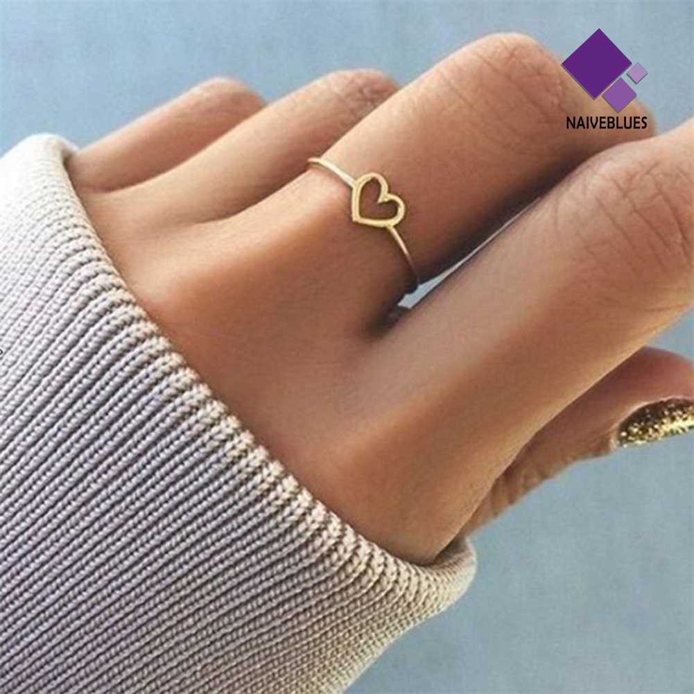 &lt; Naiveblues &gt; Wanita Fashion Sahabat Berongga Jantung Jari Cincin Pesta Aksesori Hadiah