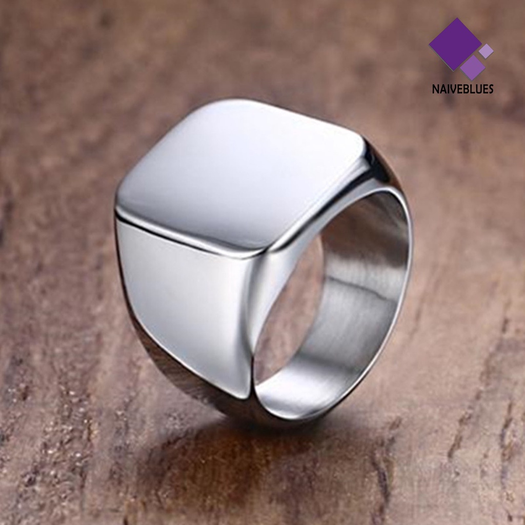 &lt; Naiveblues &gt; Cincin Pasangan Gaya Sederhana Hip Hop Geometris Glossy Semua Dekorasi Hadiah Wanita Pernikahan Persegi