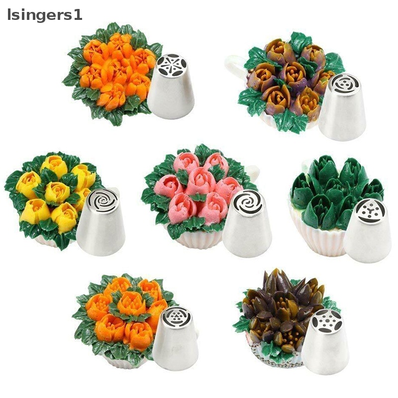 [lsingers1] 7pcs Bunga Rusia Icing Piping Nozel Pastry Tips Kue Decorag Alat Baking  Butik