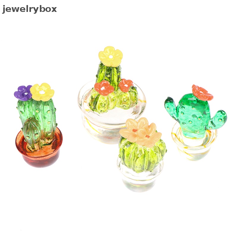 [jewelrybox] Ornamen Patung Kaktus Kaca Mini Decor Lucu Miniatur Desktop Craft Butik