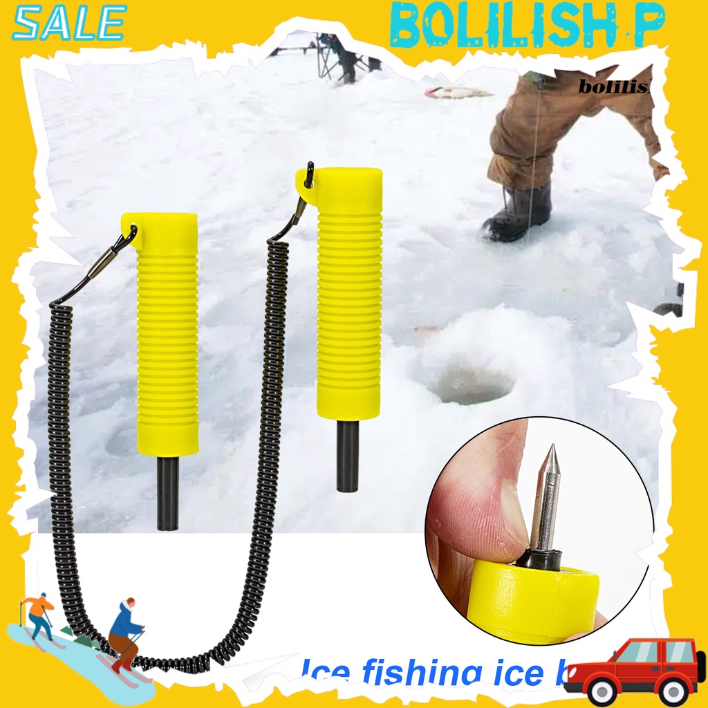 Bo-fishing Ice Pick Non-slip Pegangan Ulir Dapat Digunakan Kembali Profesional Stainless Steel Pemecah Es Universal Alat Musim Dingin Luar Ruangan Es Memancing Ditarik Ice Pick Perlengkapan Memancing