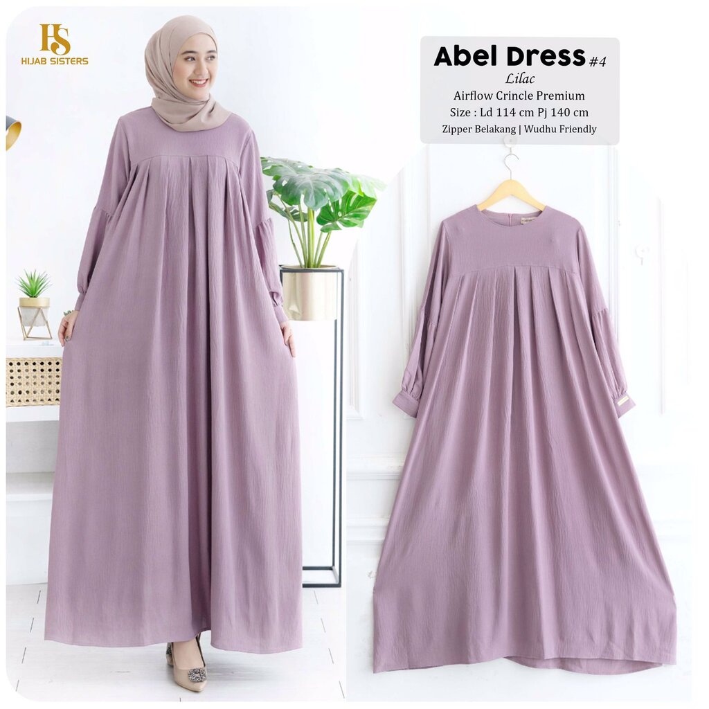 ABEL Dress ORI HJAB SISTER | Gamis Crinkle Airflow Premium Polos LD 115