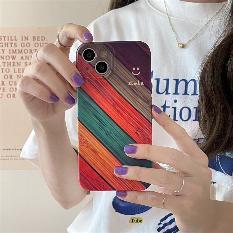 IPHONE Casing Pelindung Gaya Jalan Vintage Bermotif Cocok Untuk Iphone14 13 12 11 Pro Max All Inclusive Rainbow Casing Ponsel Silikon