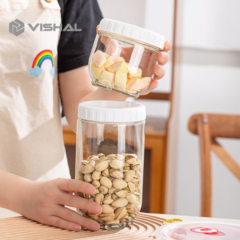 VISHAL  4 IN 1 TOPLES KACA SET CANISTER - TOPLES SATUAN / SEAL SNACK JAR / TOPLES